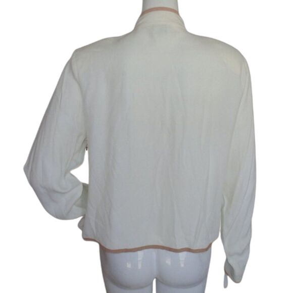 BEDFORD FAIR Shirt-jacket, L, Off-white/Camel trim, Buttons, Long sleeve - Picture 5 of 12